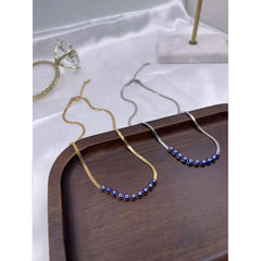 Ten Evil Eyes Snake Herringbone Silver Stainless Steel Necklace Chain for Women