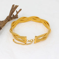 Cobra Snake Anti Tarnish 18K Gold Stainless Steel Braided Twisted Necklace for Women
