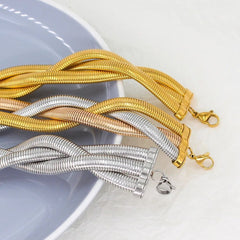Cobra Snake Anti Tarnish 18K Gold Stainless Steel Braided Twisted Necklace for Women