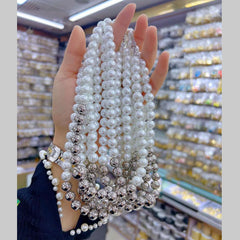 Glossy Balls White 18K Gold Anti Tarnish Pearl Necklace For Women