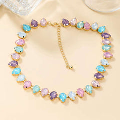 Crystal Multicolour 18K Gold Anti Tarnish Necklace For Women