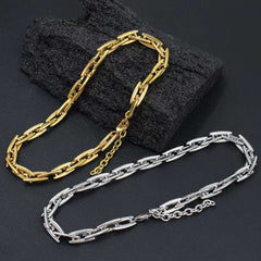 Geometric Silver Anti Tarnish Stainless Steel Necklace Chain for Men & Women