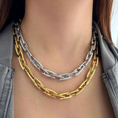 Geometric Silver Anti Tarnish Stainless Steel Necklace Chain for Men & Women