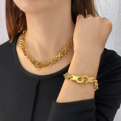 Handcuff Infinity 18K Gold Anti Tarnish Stainless Steel Necklace Chain for Men & Women