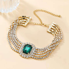 Ruby Pink 18K Gold Anti Tarnish Cubic Zirconia Crystal Choker Necklace For Women