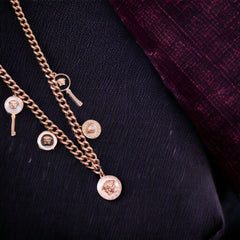 Medusa White Black 18K Rose Gold Anti Tarnish Stainless Steel Charm Necklace Curb Chain For Women