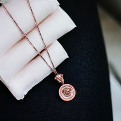 Medusa White 18K Rose Gold Mother Of Pearl Anti Tarnish Stainless Steel Necklace Chain For Women