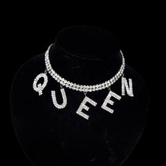 Queen Charms Rhinestone Rose Gold Anti Tarnish Choker Necklace For Women