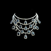 Radiant Cut Drop Charm Crystal Rhinestone Black Silver Anti Tarnish Statement Necklace For Women