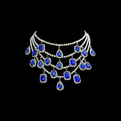 Radiant Cut Drop Charm Crystal Rhinestone Black Silver Anti Tarnish Statement Necklace For Women