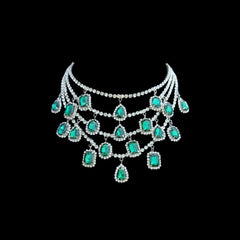 Radiant Cut Drop Charm Crystal Rhinestone Black Silver Anti Tarnish Statement Necklace For Women