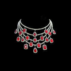 Radiant Cut Drop Charm Crystal Rhinestone Black Silver Anti Tarnish Statement Necklace For Women