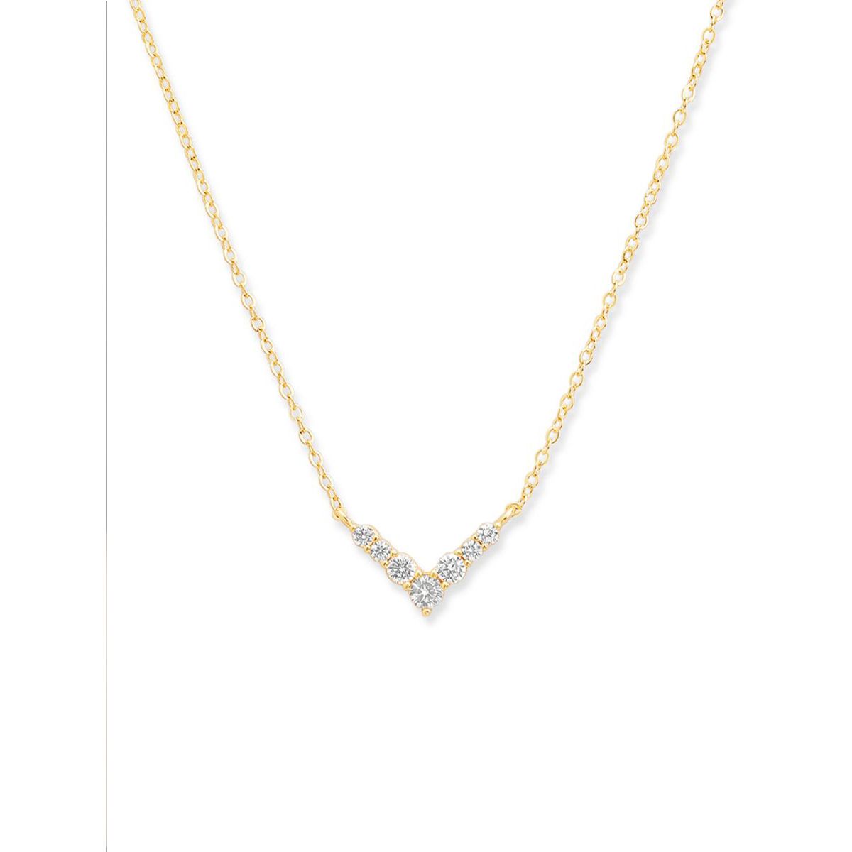 Copper Solitaires Cubic Zirconia Gold Necklace Link Pendant Chain For Women