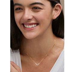 Copper Solitaires Cubic Zirconia Gold Necklace Link Pendant Chain For Women