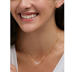 Copper Solitaires Cubic Zirconia Gold Necklace Link Pendant Chain For Women
