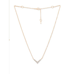 Copper Solitaires Cubic Zirconia Gold Necklace Link Pendant Chain For Women