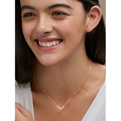 Copper Solitaires Cubic Zirconia Gold Necklace Link Pendant Chain For Women