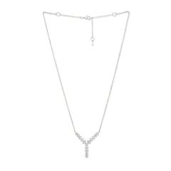 Copper Y Shape Solitaires Cubic Zirconia Gold Necklace Link Pendant Chain For Women