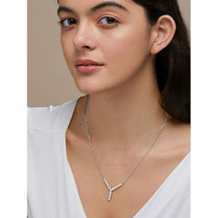 Copper Y Shape Solitaires Cubic Zirconia Gold Necklace Link Pendant Chain For Women