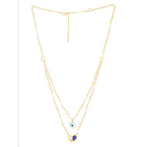Copper Evil Eye Mother Of Pearl Cubic Zirconia Gold Link Chain layer Necklace For Women