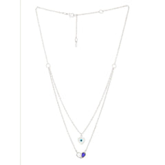 Copper Evil Eye Mother Of Pearl Cubic Zirconia Gold Link Chain layer Necklace For Women