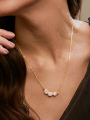 Copper Oval Pear Cut Solitaires Cubic Zirconia Gold Link Pendant Chain Necklace For Women