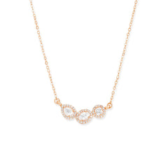 Copper Oval Pear Cut Solitaires Cubic Zirconia Gold Link Pendant Chain Necklace For Women