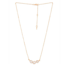 Copper Oval Pear Cut Solitaires Cubic Zirconia Gold Link Pendant Chain Necklace For Women