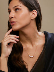 Copper Oval Pear Cut Solitaires Cubic Zirconia Gold Link Pendant Chain Necklace For Women