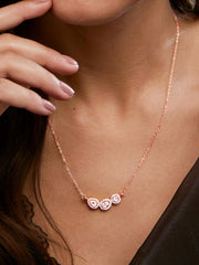 Copper Oval Pear Cut Solitaires Cubic Zirconia Gold Link Pendant Chain Necklace For Women