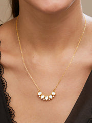 Copper Kundan Drop Cubic Zirconia Gold Link Pendant Chain Necklace For Women