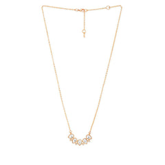 Copper Kundan Drop Cubic Zirconia Gold Link Pendant Chain Necklace For Women