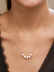 Copper Kundan Drop Cubic Zirconia Gold Link Pendant Chain Necklace For Women