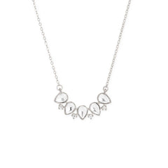 Copper Kundan Drop Cubic Zirconia Gold Link Pendant Chain Necklace For Women