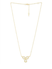 Copper Flower Kundan Cubic Zirconia Gold Link Pendant Chain Necklace For Women