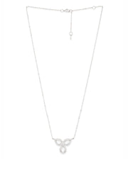 Copper Flower Kundan Cubic Zirconia Gold Link Pendant Chain Necklace For Women