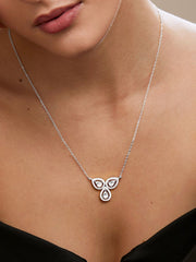 Copper Flower Kundan Cubic Zirconia Gold Link Pendant Chain Necklace For Women