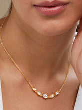 Copper Oval Kundan Cubic Zirconia Gold Link Pendant Chain Necklace For Women