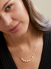 Copper Seven Geometric Shape Of Solitaires Cubic Zirconia Gold Link Chain Necklace For Women