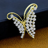 Buter Fly Cubic Zirconia Cz Gold Brass Brooch Badge Pin Needle