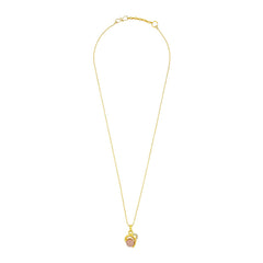 Heart Love Cz 18K Gold Pink American Diamond Pearl Pendant Chain