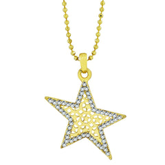 Star Filigree Cz 18K Gold American Diamond Necklace Pendant Chain
