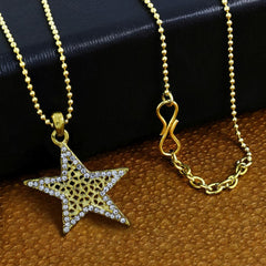 Star Filigree Cz 18K Gold American Diamond Necklace Pendant Chain