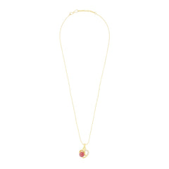 Heart Cz 18K Gold Pink American Diamond Pearl Necklace Pendant Chain