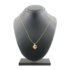 Heart Cz 18K Gold Pink American Diamond Pearl Necklace Pendant Chain