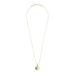 Heart Cz 18K Gold Blue American Diamond Pearl Necklace Pendant Chain