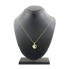 Heart Cz 18K Gold Blue American Diamond Pearl Necklace Pendant Chain