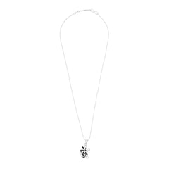 Enamel Cz Flower Black American Diamond Pearl Necklace Pendant Chain