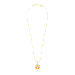 Floral 18K Gold American Diamond Pearl Necklace Pendant Chain