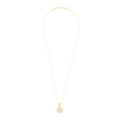 Flower 18K Gold White American Diamond Pearl Necklace Pendant Chain